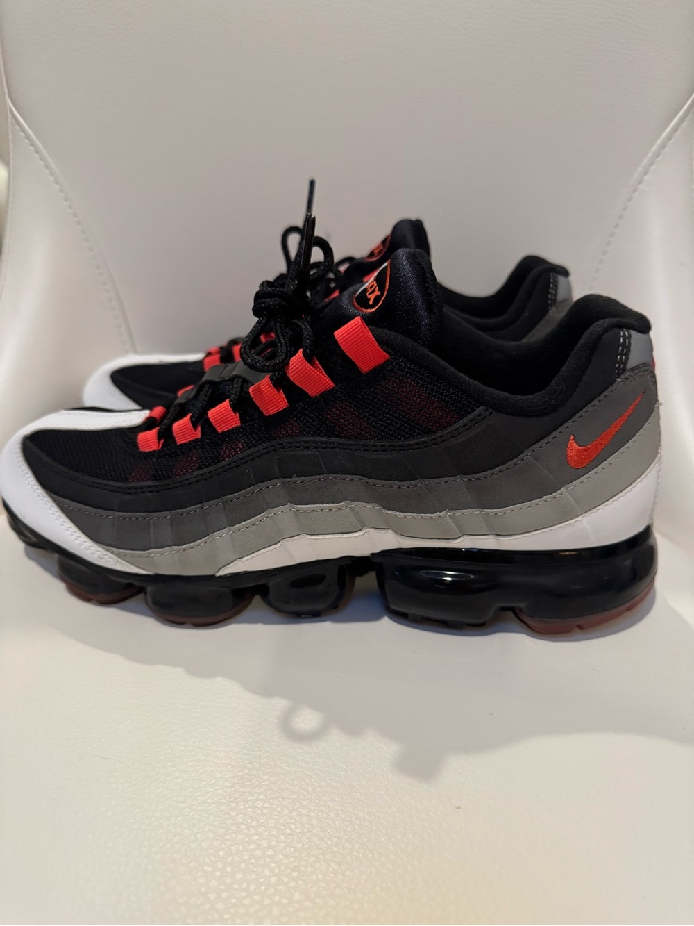 NIKE Black, Gray & Red VaporMax Running Shoes
